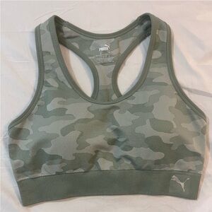 Puma Women's Camouflage Sports Bra - Olive Green